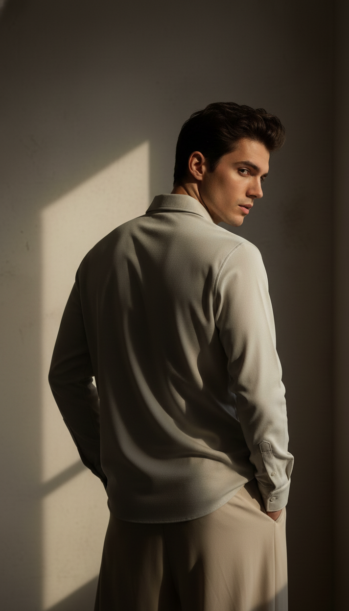 Regular Fit Khadi Color Lycra Shirt