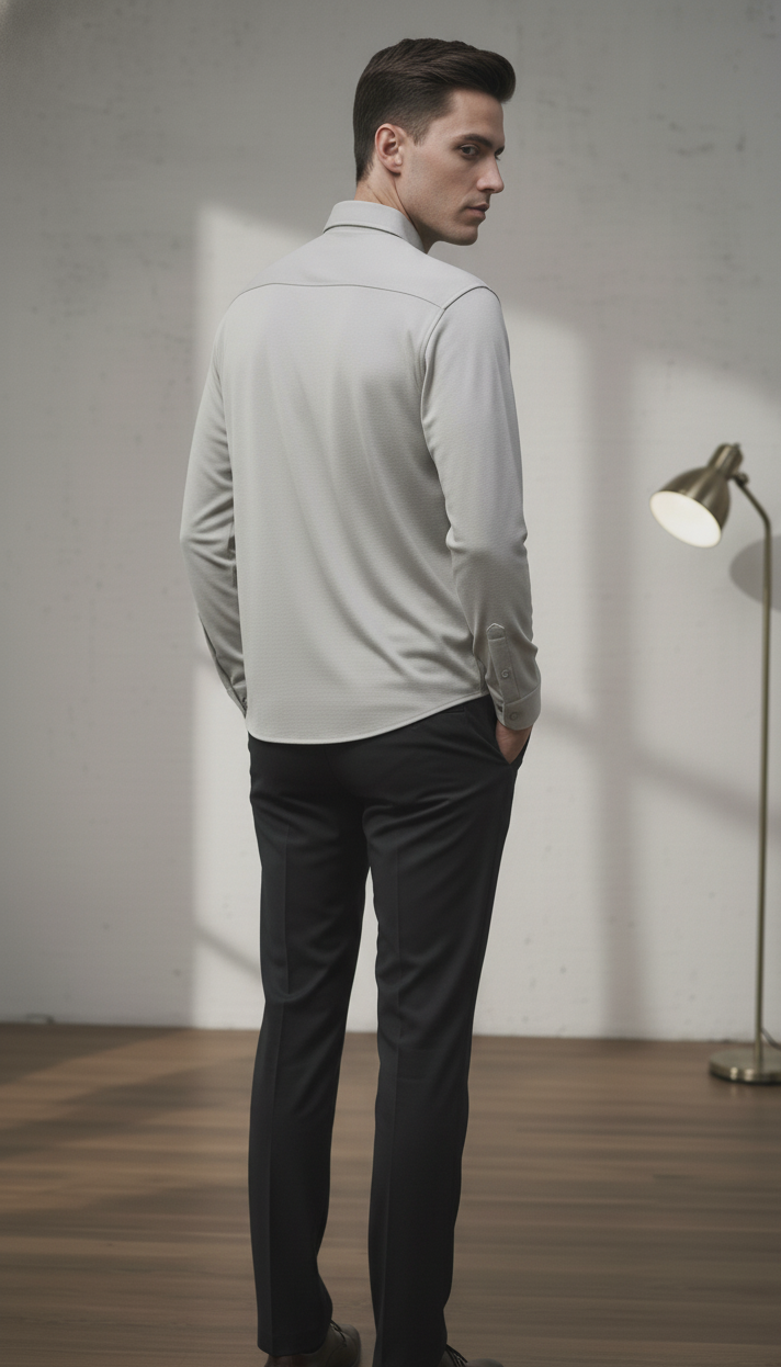 Regular Fit Khadi Color Lycra Shirt