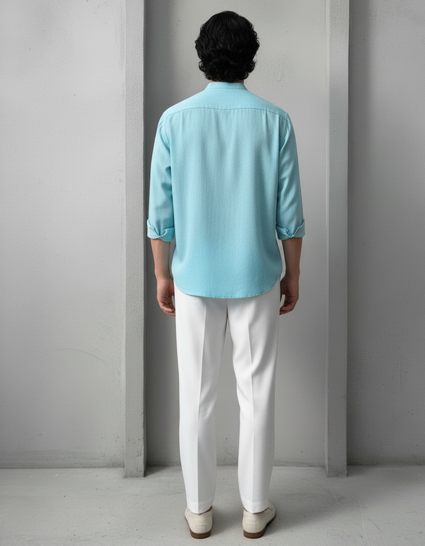 Regular Fit cream color Solid linen fabric Shirt