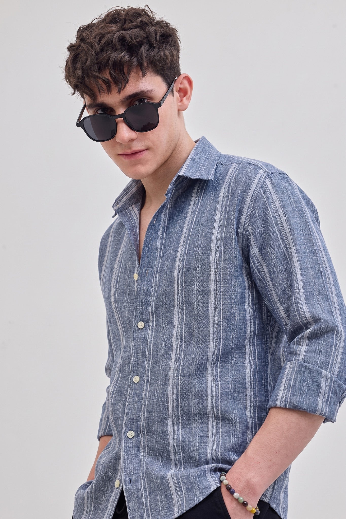 Premium Blue Stripe Linen Shirt
