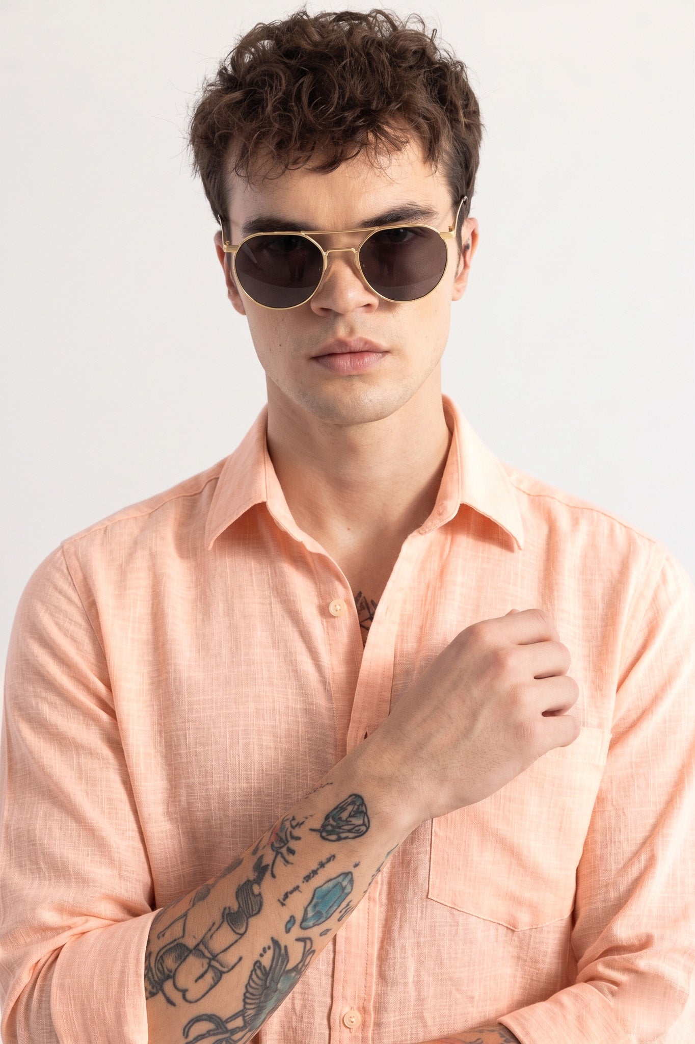 Men’s Premium Peach Linen Full Sleeve Shirt