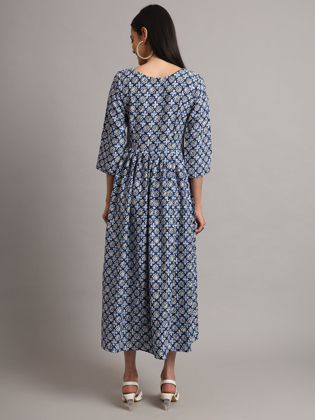 V-neck Calf Length Kurta