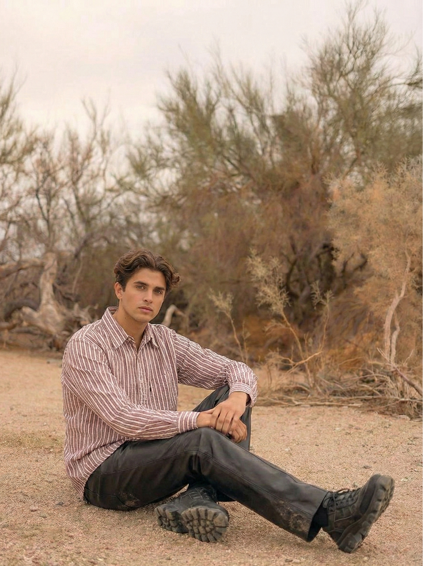 Pink and White Color Stripes Knitted Fabric Shirt