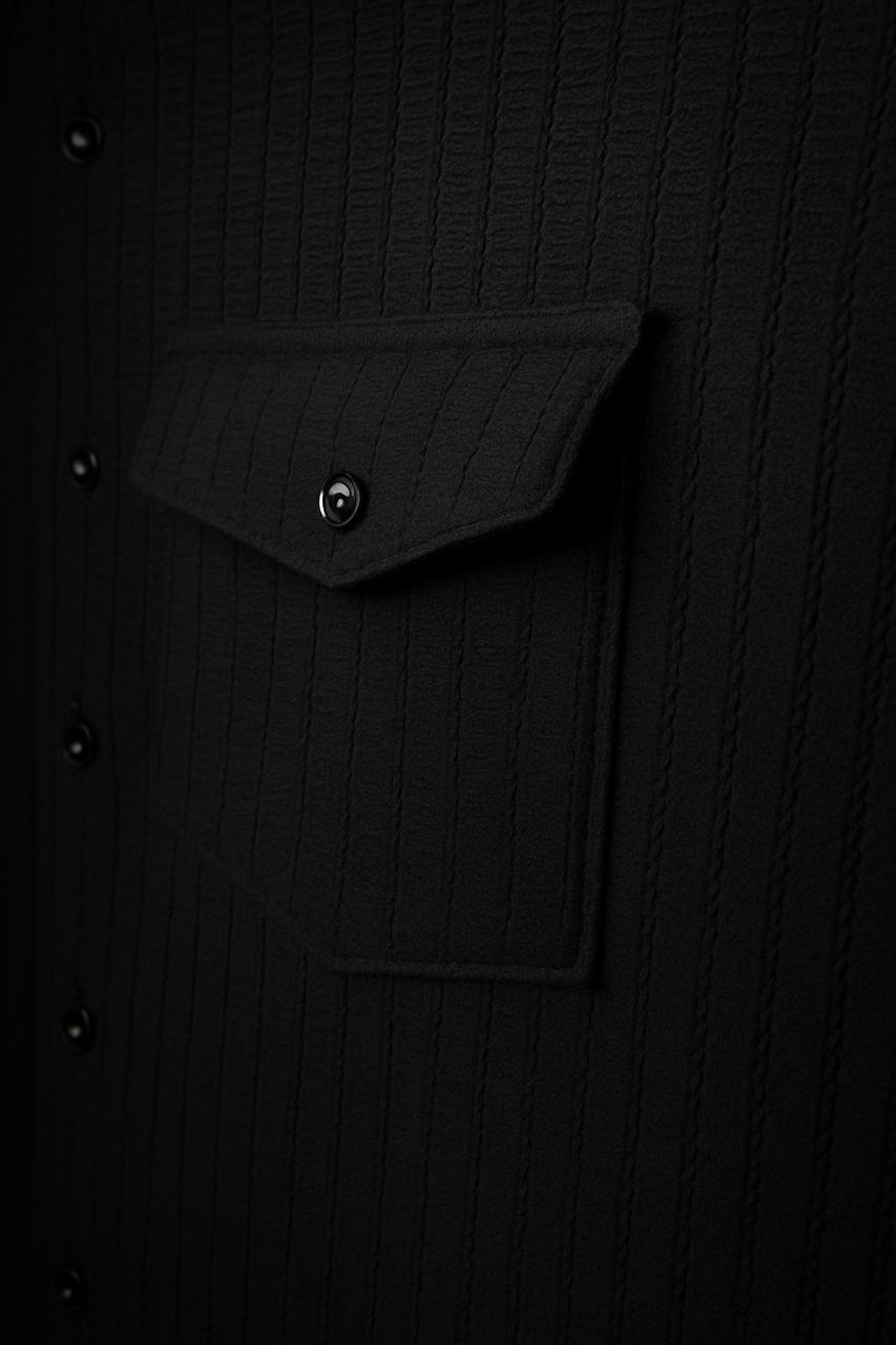 Black Color Striped Jacquard Shirt