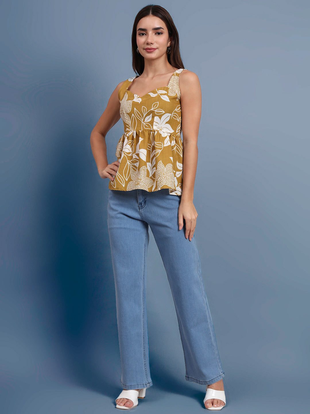 Floral Print Waist Top and Tunics