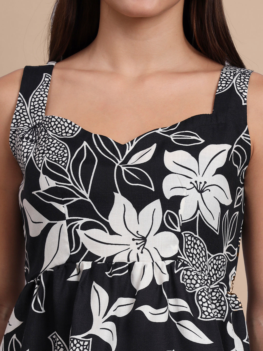 Floral Print Waist Top and Tunics