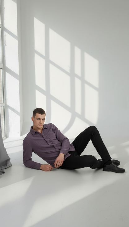 Purple Color Striped Jacquard Shirt