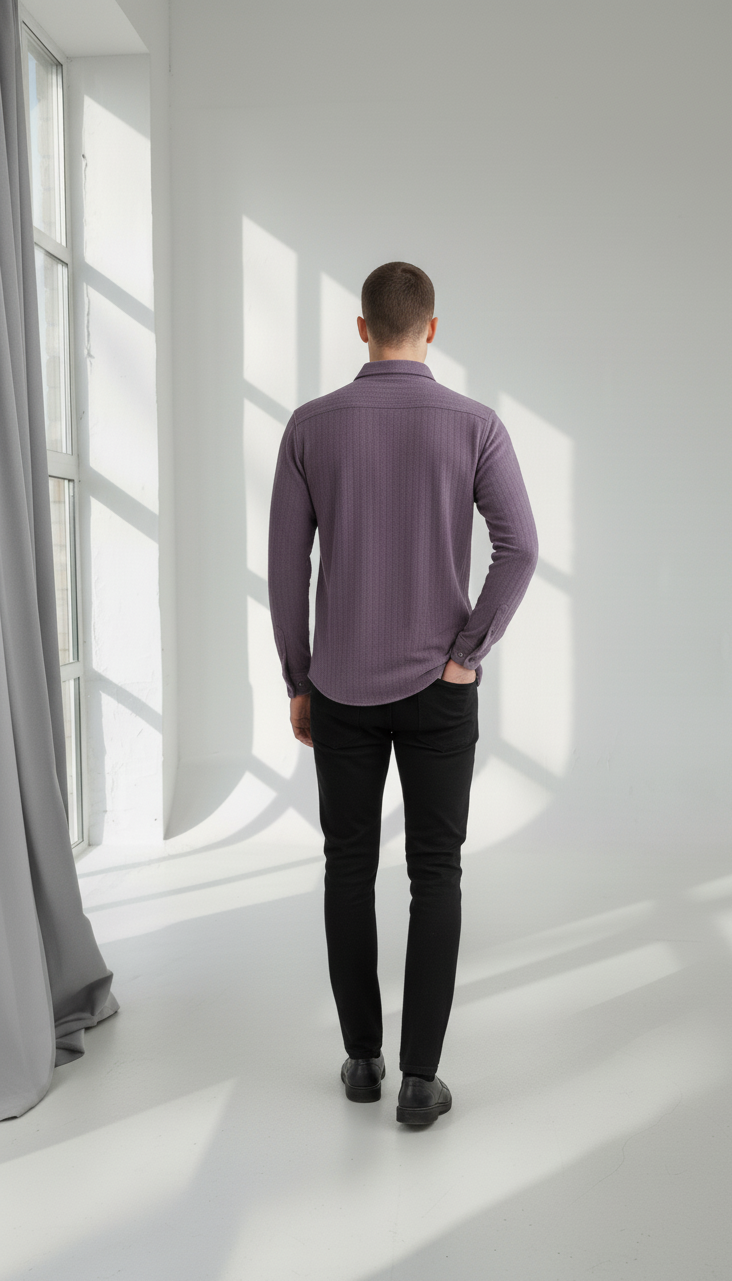 Purple Color Striped Jacquard Shirt
