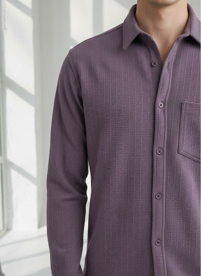 Purple Color Striped Jacquard Shirt