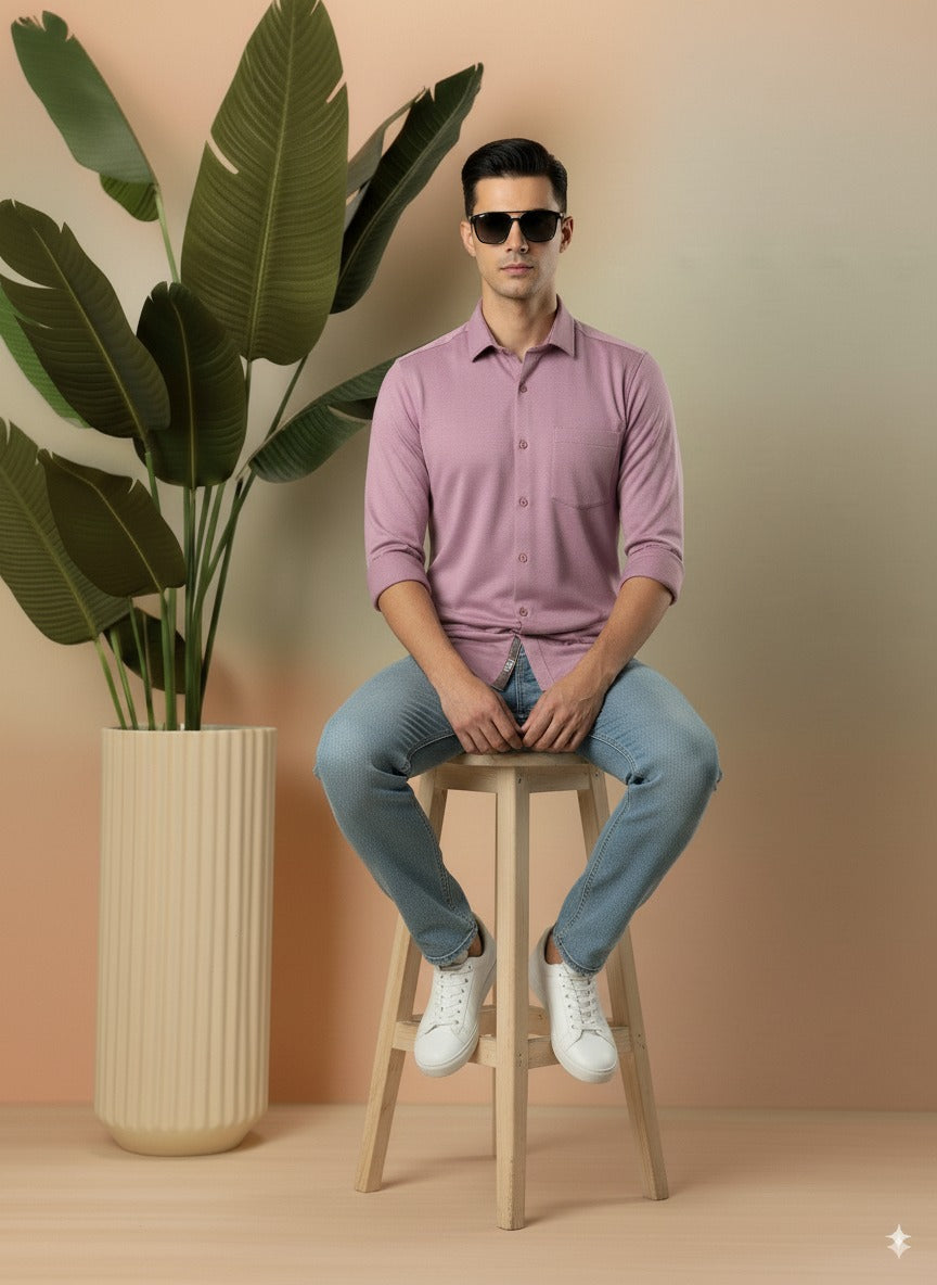 Purple Color Jacquard Shirt