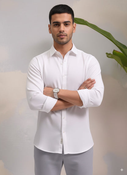 White Color Jacquard Shirt