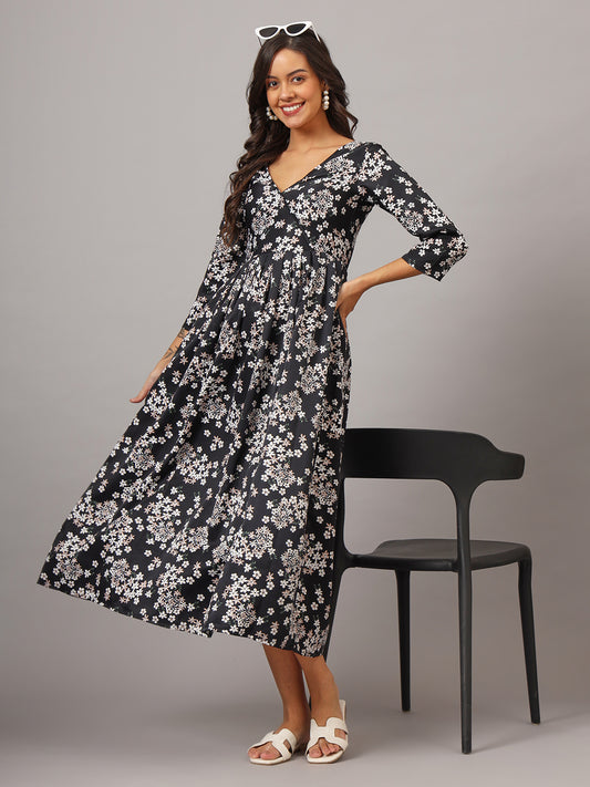 Floral Print Angrakha Style Kurta