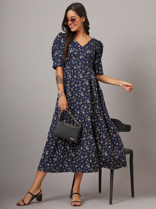 Women Floral Print Fit & Flare Dress