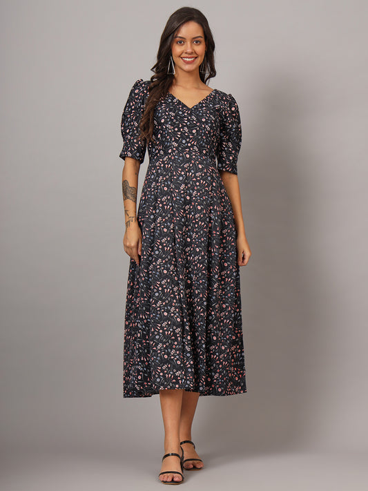 Women Floral Print Fit & Flare Dress