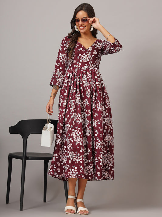 Floral Print Angrakha Style Kurta