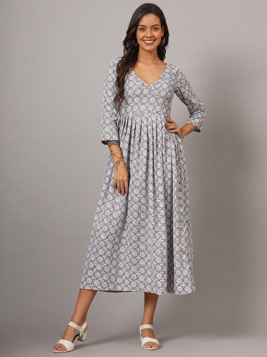 V-neck Calf Length Kurta