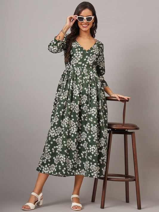Floral Print Angrakha Style Kurta
