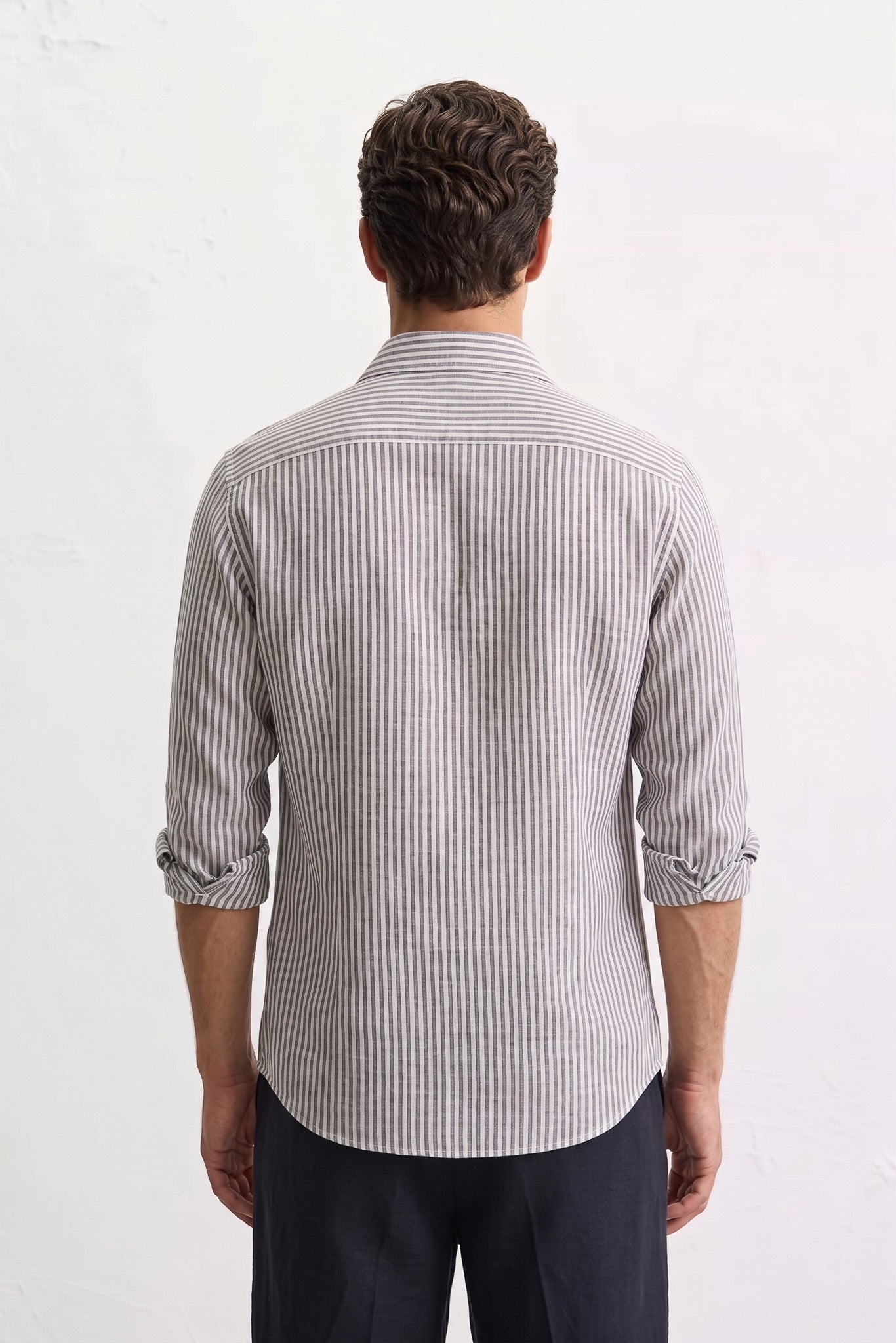 Grey Stripe Cotton Casual Shirt