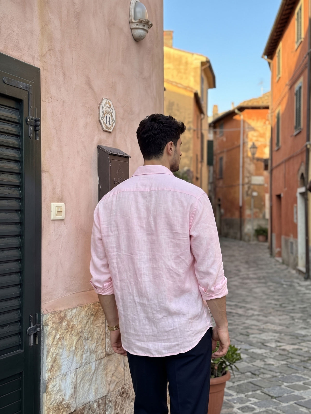 Men’s Pink Cotton Linen Shirt – Premium Casual Shirt, Lightweight & Breathable Regular Fit
