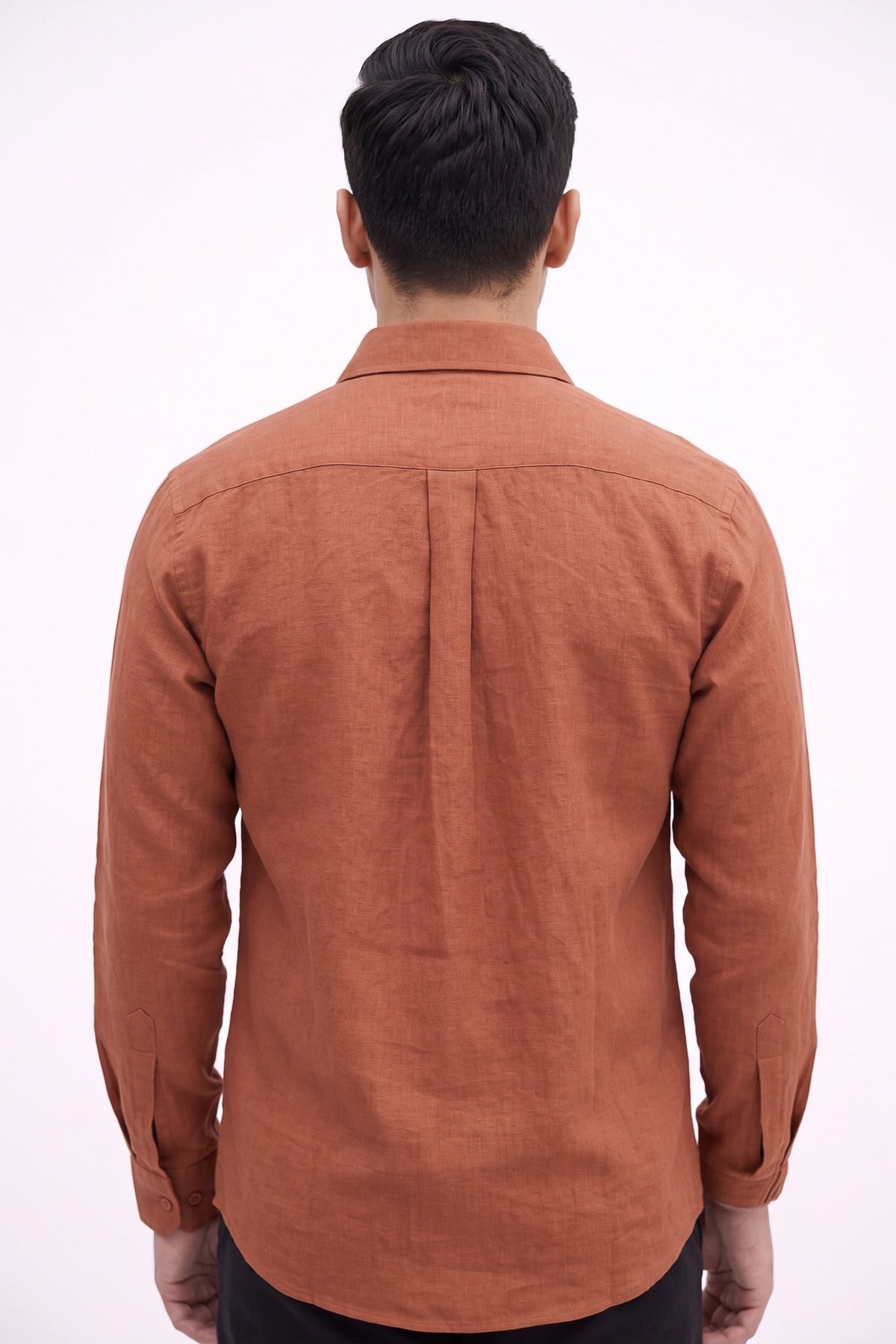 Men’s Rust Brown Cotton Linen Shirt – Premium Casual Shirt | Lightweight & Breathable