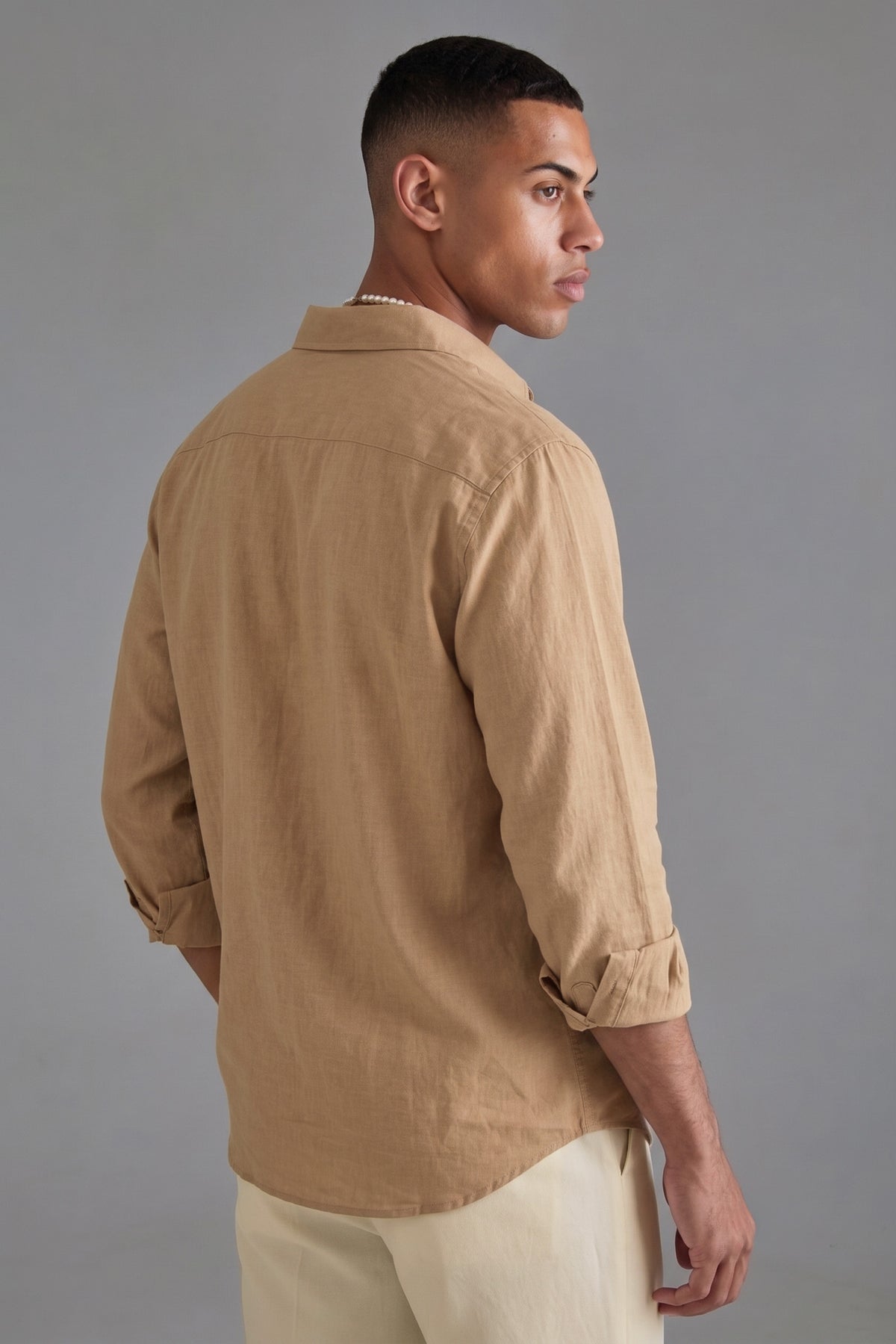 Men’s Beige Cotton Linen Shirt – Premium Lightweight Casual Shirt | Breathable & Stylish