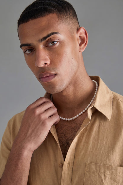 Men’s Beige Cotton Linen Shirt – Premium Lightweight Casual Shirt | Breathable & Stylish