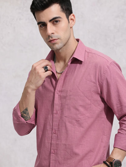 Mauve Cotton Linen Casual Shirt