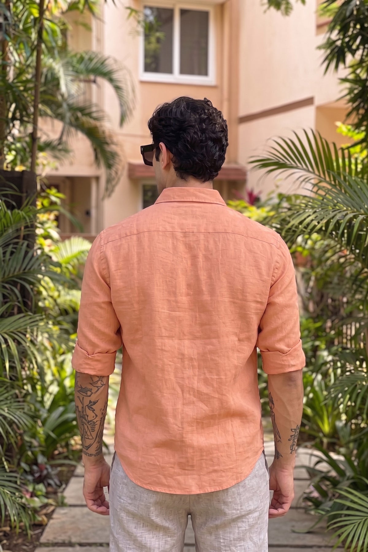 Peach Cotton Linen Shirt for Men – Premium Lightweight & Breathable Casual Shirt