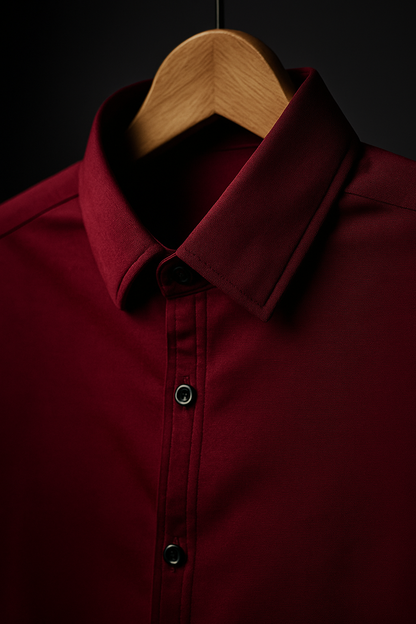 Maroon Color Jacquard Shirt