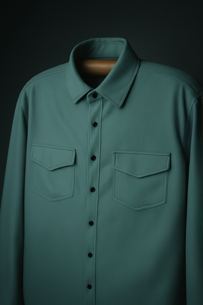 Sea Green Color Jacquard Shirt