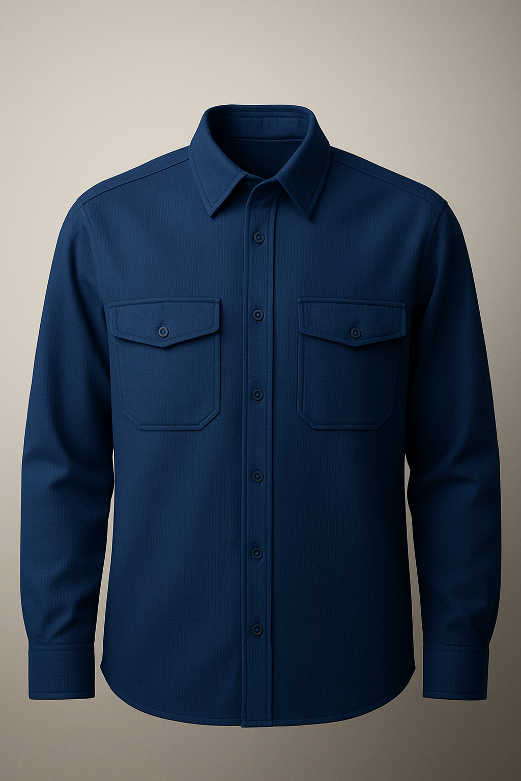 Navy Blue Color Knitted Jacquard Shirt
