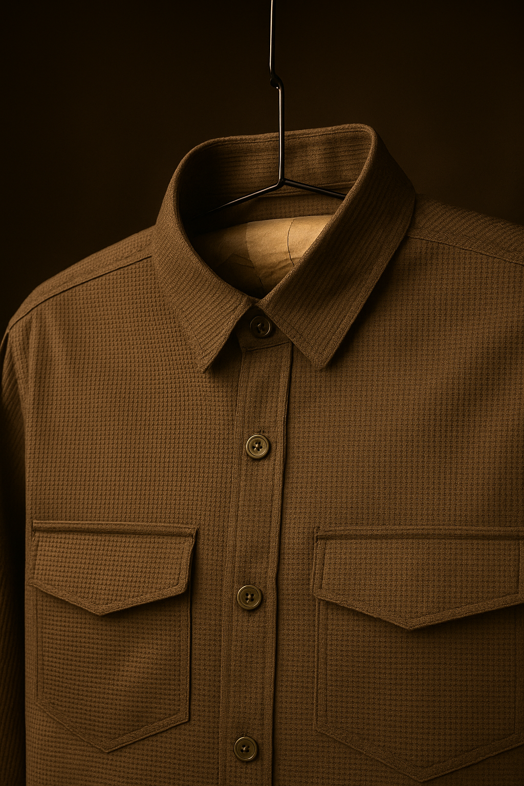 Brown Color Knitted Jacquard Shirt