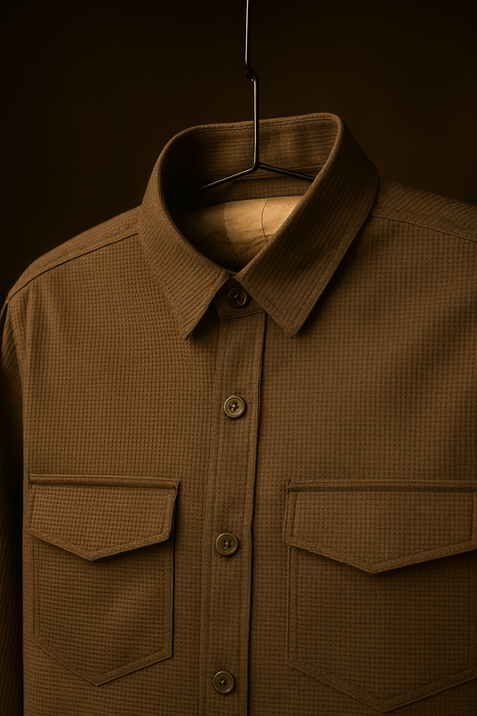 Brown Color Knitted Jacquard Shirt