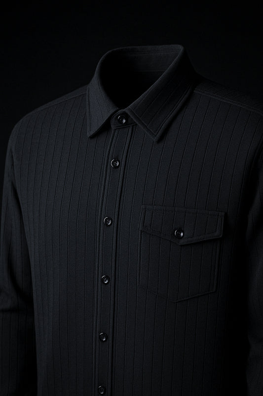 Black Color Striped Jacquard Shirt