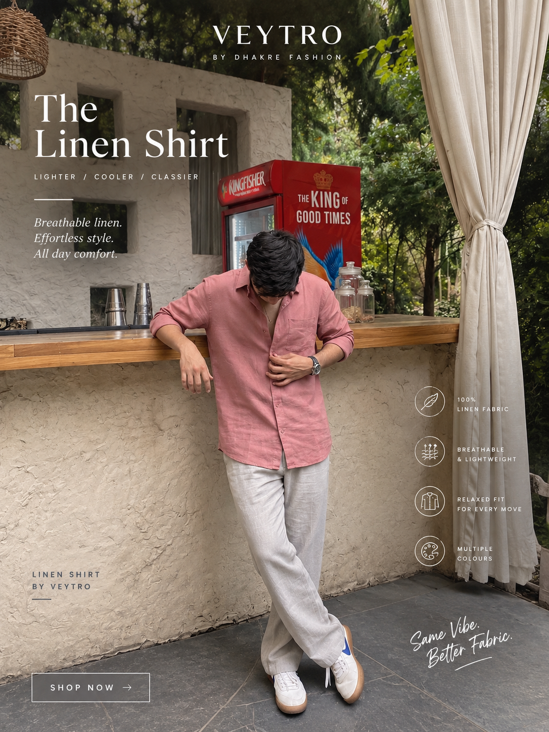 Mauve Cotton Linen Casual Shirt