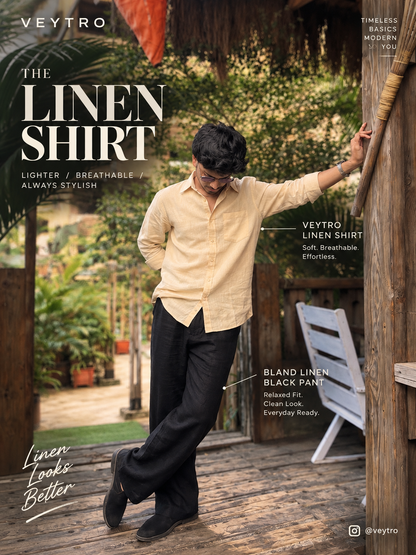 Men’s Premium Tan Linen Full Sleeve Shirt