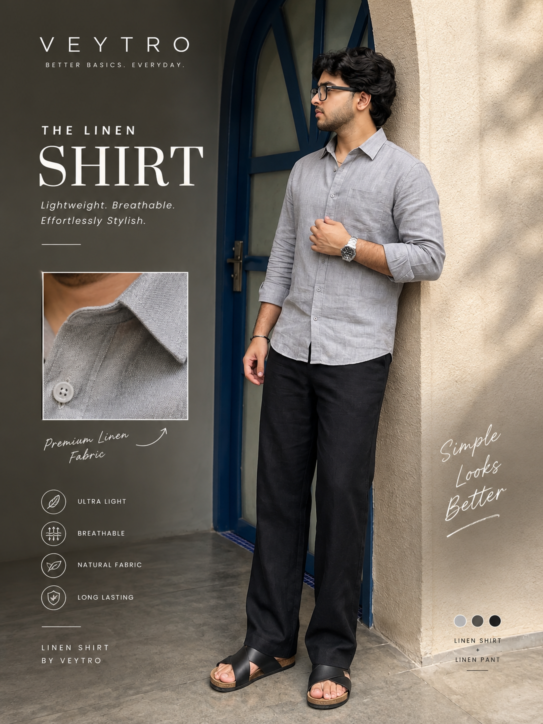 Men’s Premium Grey Linen Full Sleeve Shirt