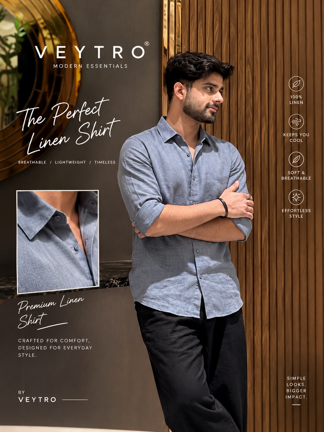 Slate Grey Cotton Shirt – Classic Fit Button-Down with Chest Pocket & Everyday Comfort