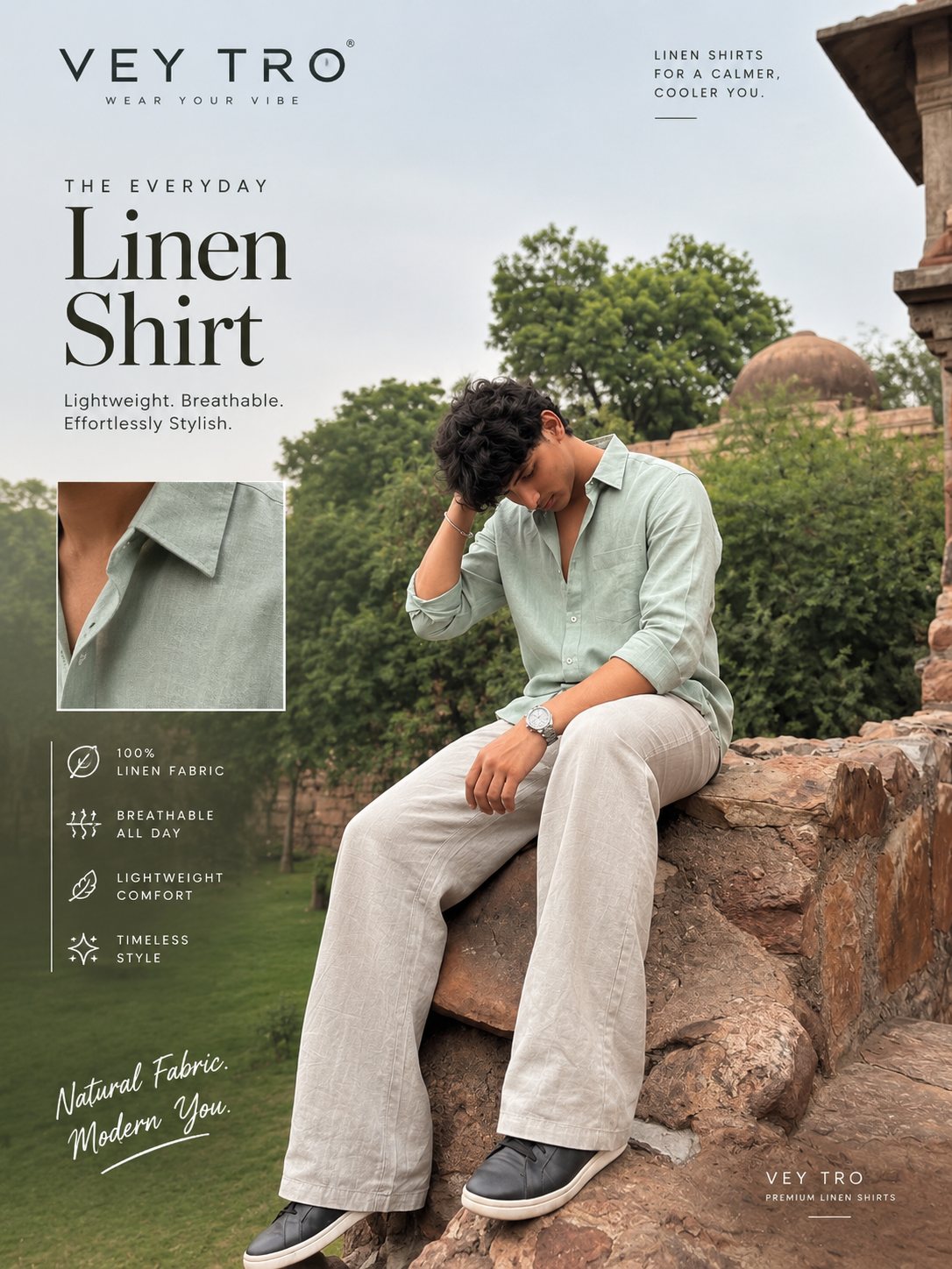 Men’s Mist Green Cotton Casual Shirt – Solid Regular Fit