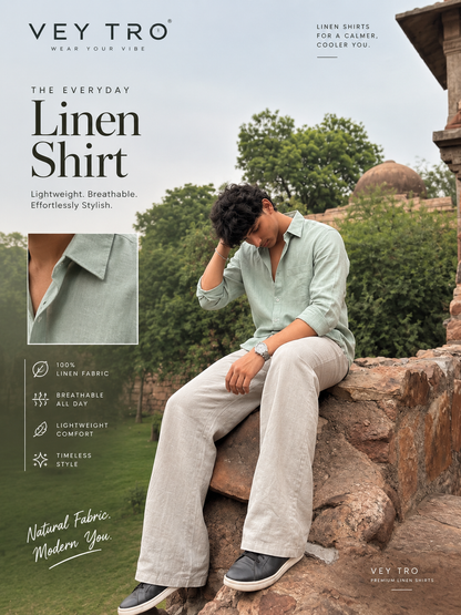 Men’s Mist Green Cotton Casual Shirt – Solid Regular Fit