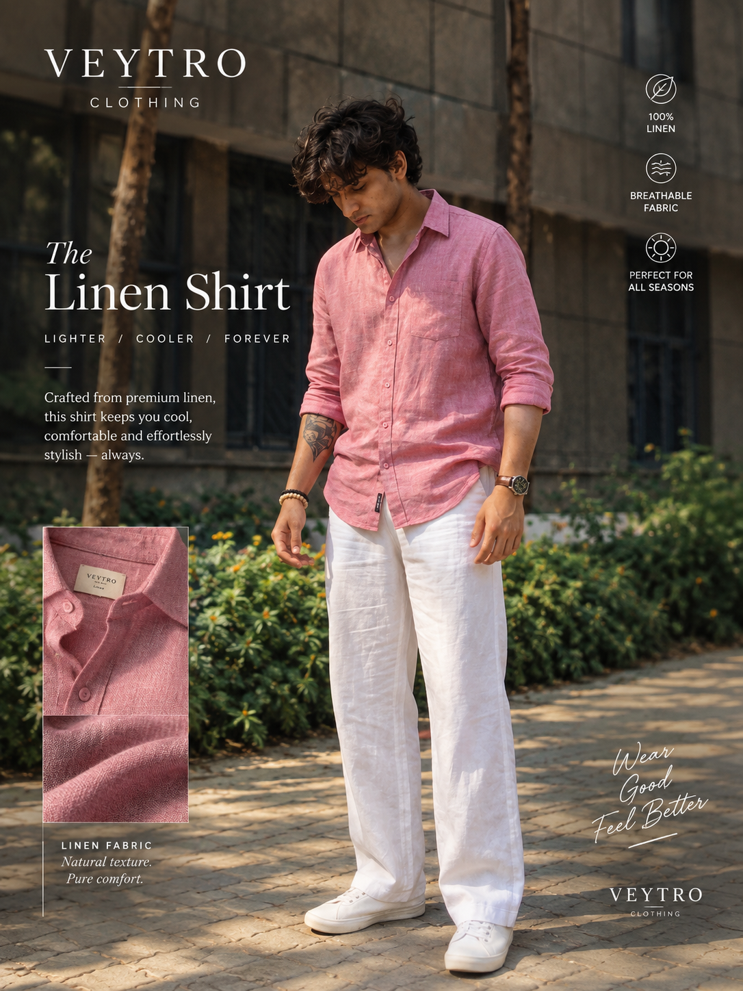 Men’s Dusty Pink Linen Shirt