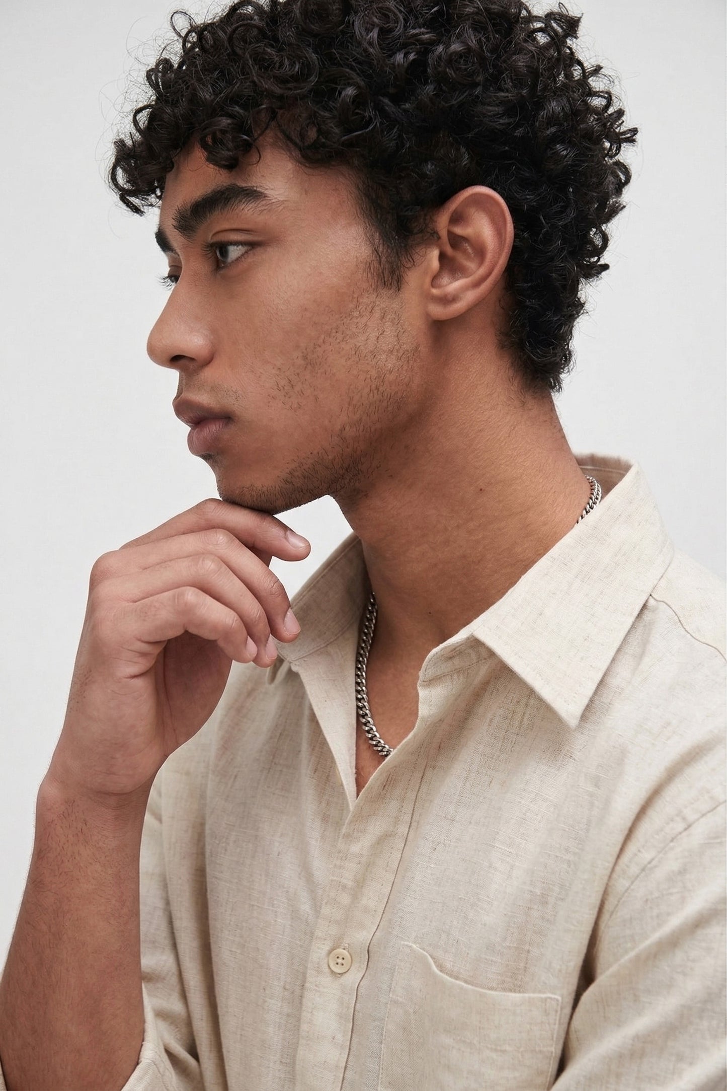 Men’s Beige Cotton Casual Shirt – Solid Regular Fit