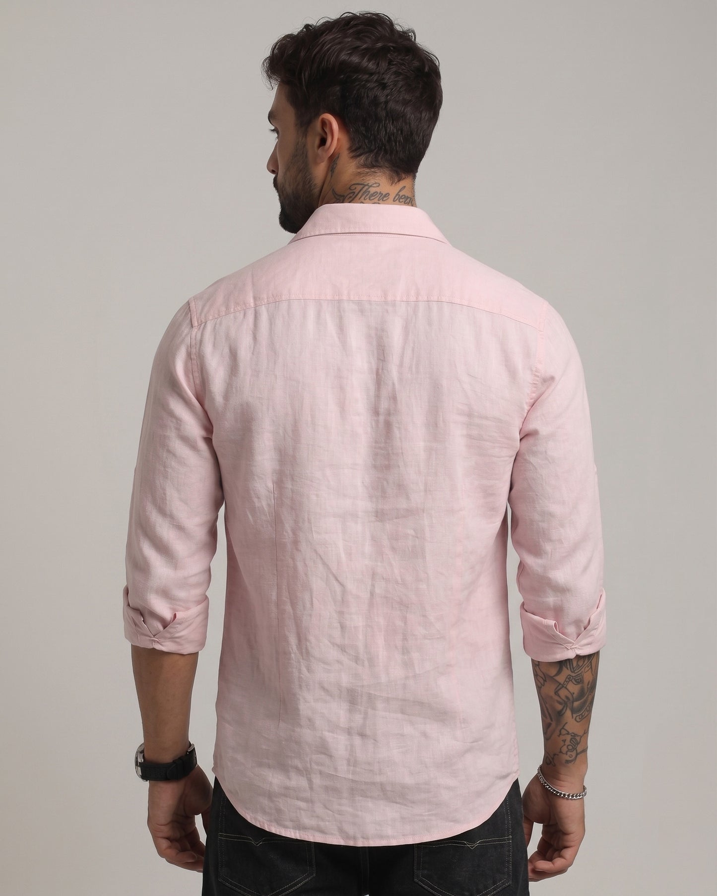 Men’s Light Pink Cotton Casual Shirt