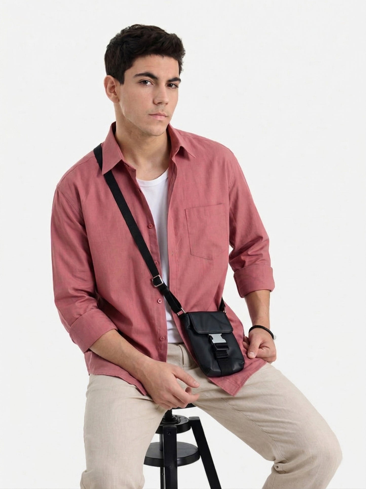 Men’s Rust Solid Cotton Shirt
