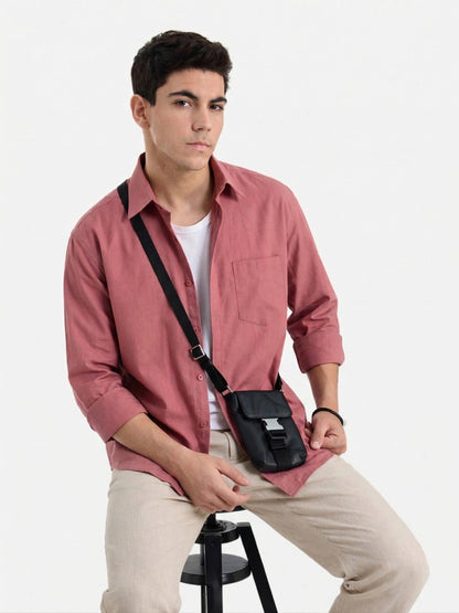 Men’s Rust Solid Cotton Shirt