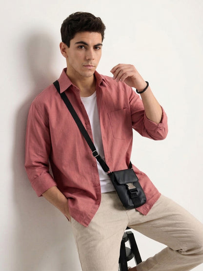 Men’s Rust Solid Cotton Shirt