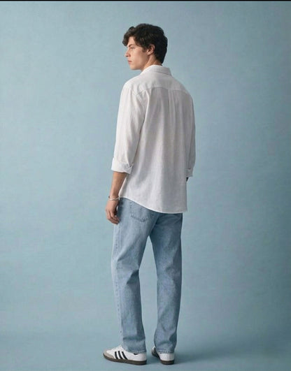 Men’s White Cotton Casual Shirt – Solid Regular Fit