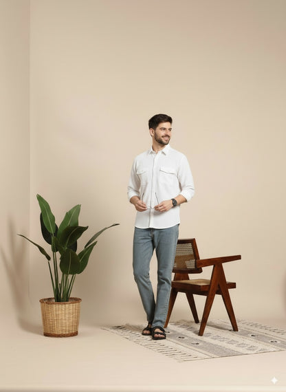 White Color Jacquard Shirt
