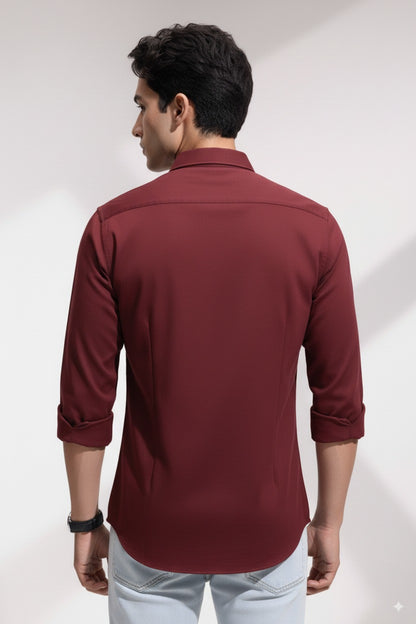 Maroon Color Jacquard Shirt