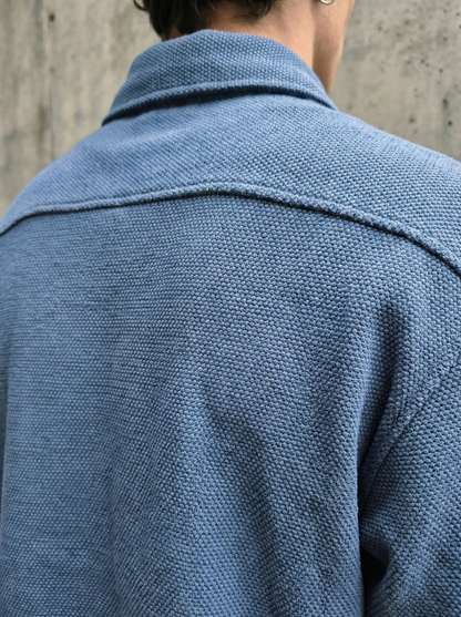 Blue Color Textured Design Jacquard Fabric Shirt